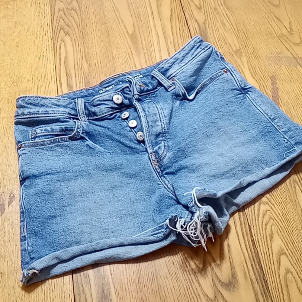 OLD NAVY Womens Denim Shorts Jeans 6 BLUE SKY HI A LINE BUTTON FLY Preowned